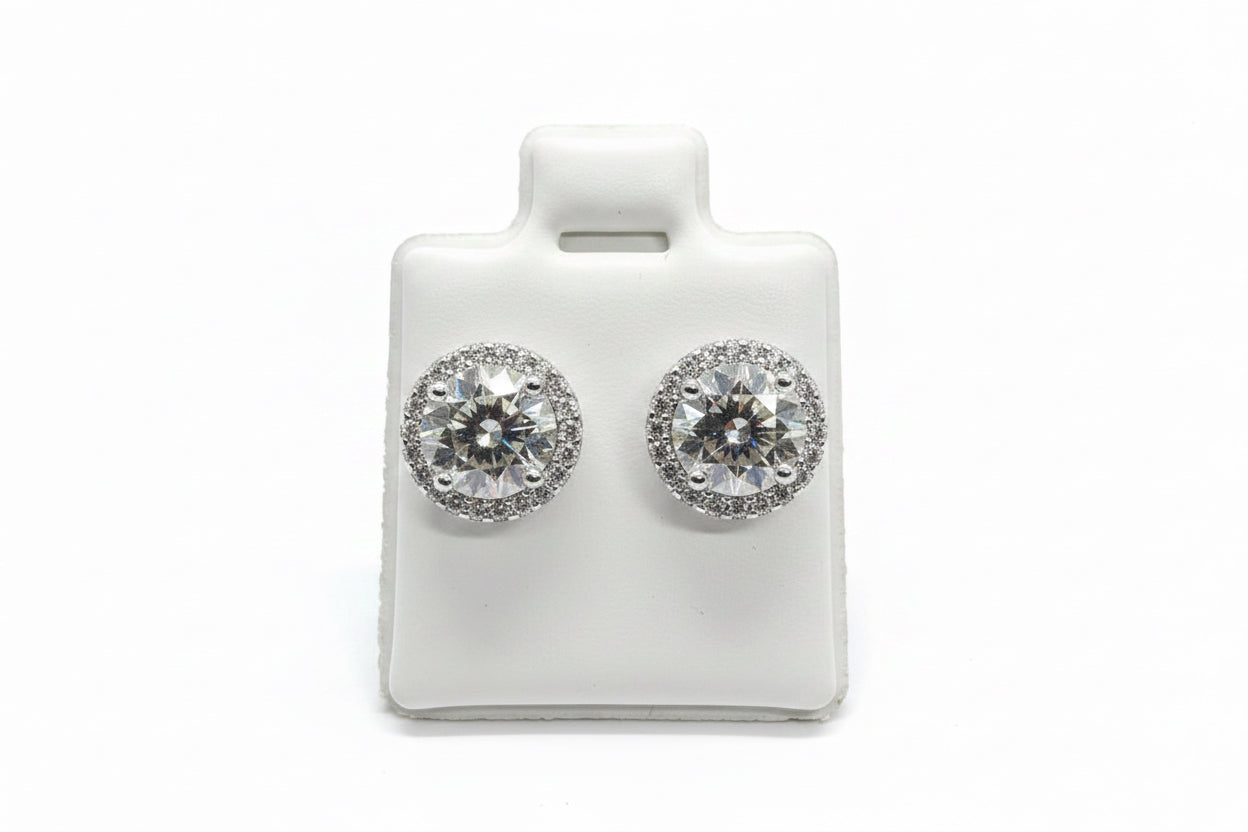 VVS Moissanite “Halo” Earring Studs
