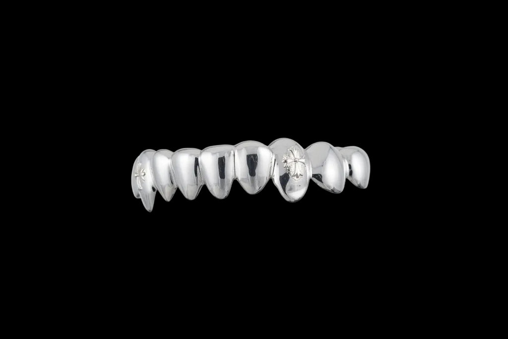 Chrome Cross Polished Silver Grillz