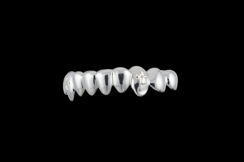 Chrome Cross Polished Silver Grillz