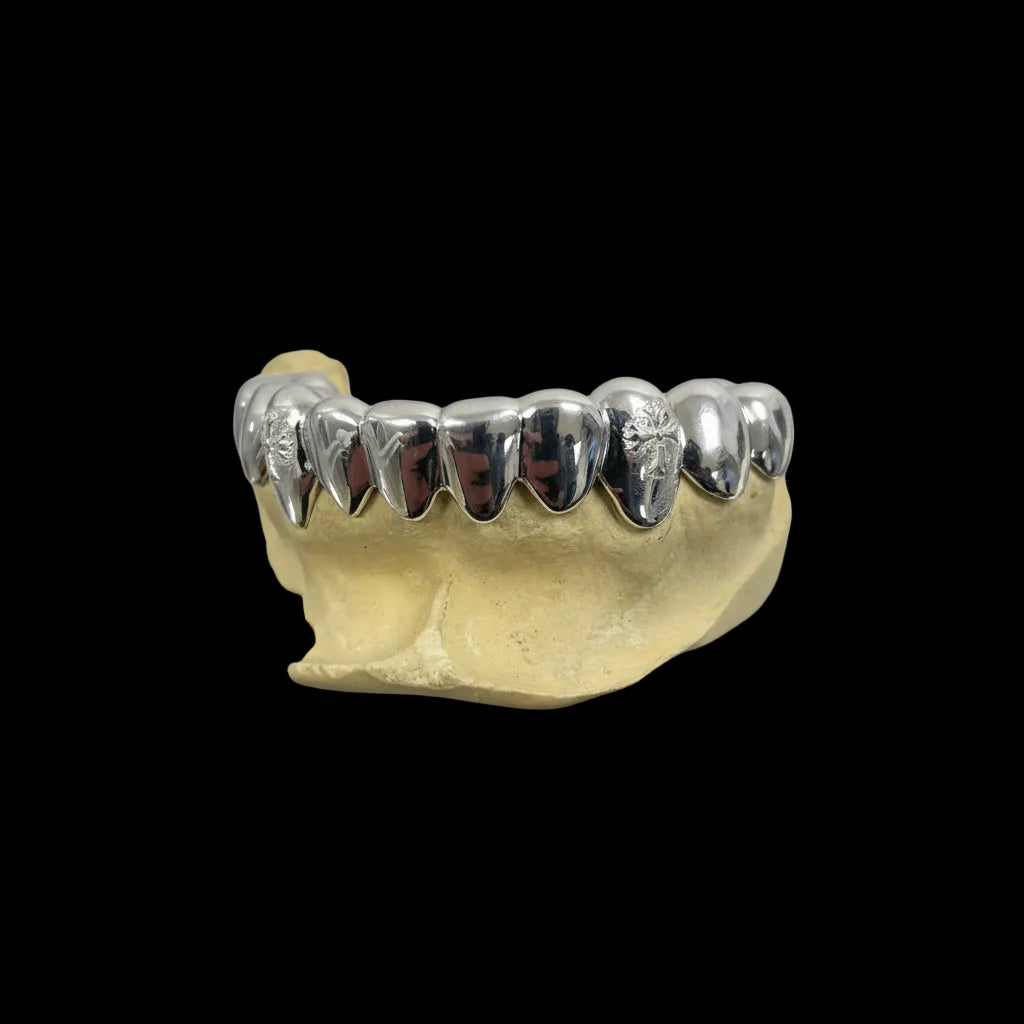 Chrome Cross Polished Silver Grillz