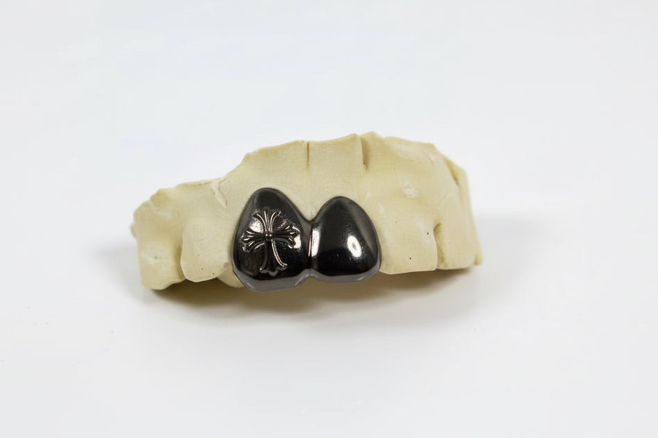 Silver "Chrome" Cross Double Cap Grillz