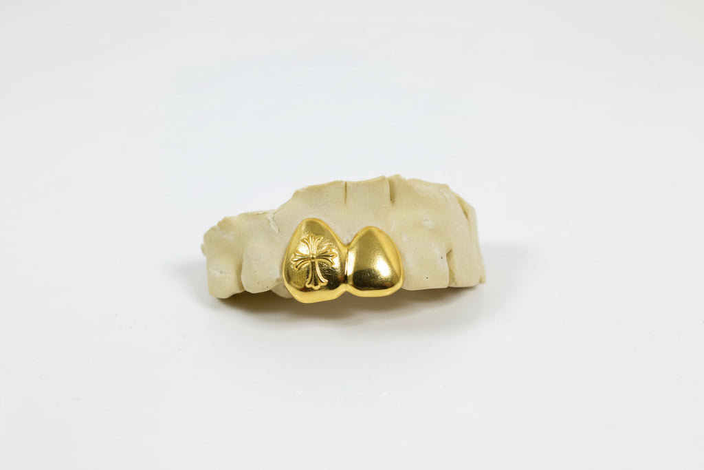 Silver "Chrome" Cross Double Cap Grillz