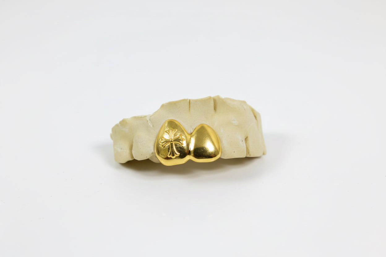 Silver "Chrome" Cross Double Cap Grillz