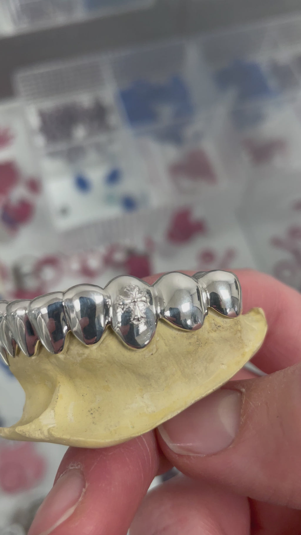 Chrome Cross Polished Silver Grillz
