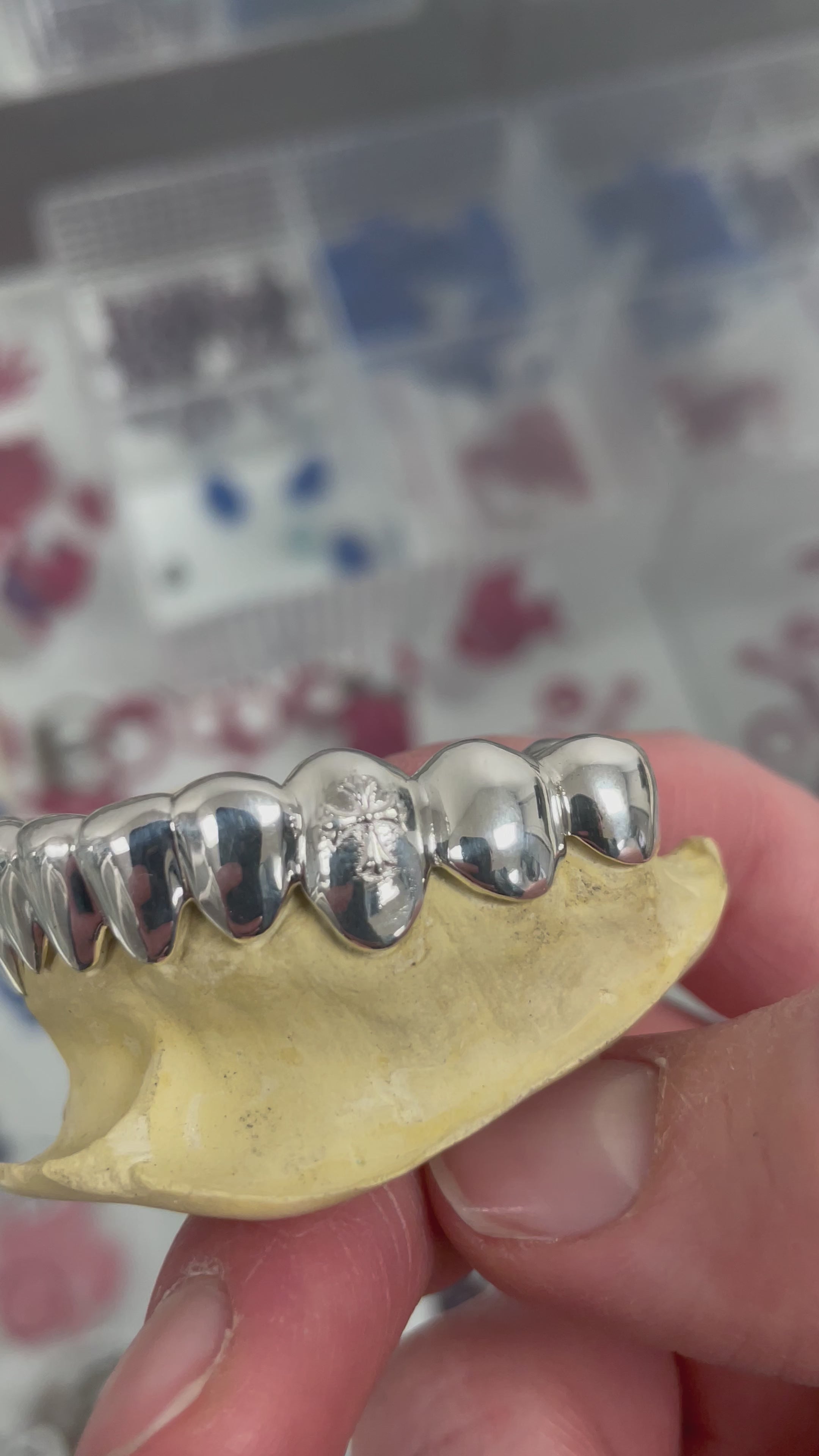 Chrome Cross Polished Silver Grillz